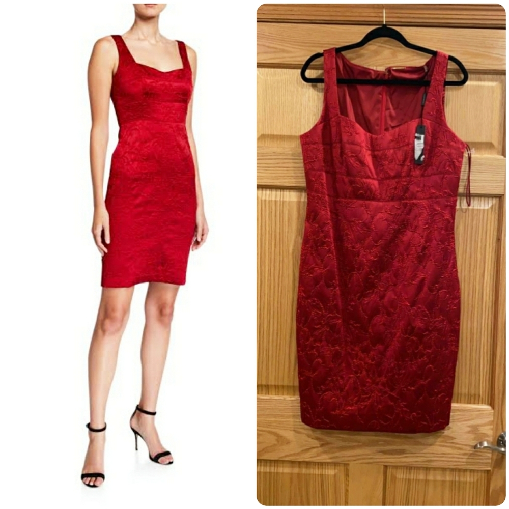 Elie Tahari Femi Sweathearth Brocade Sheath Dress